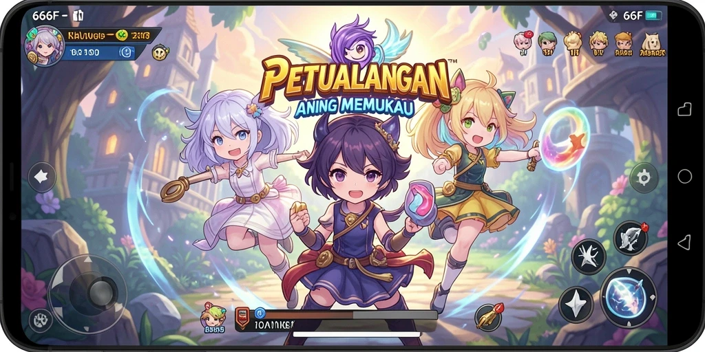 Tampilan gameplay yang seru dalam dunia anime 666F.
