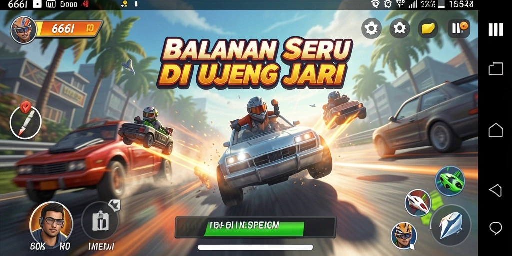 Screenshot utama 666I menampilkan aksi balap yang seru dan mendebarkan.