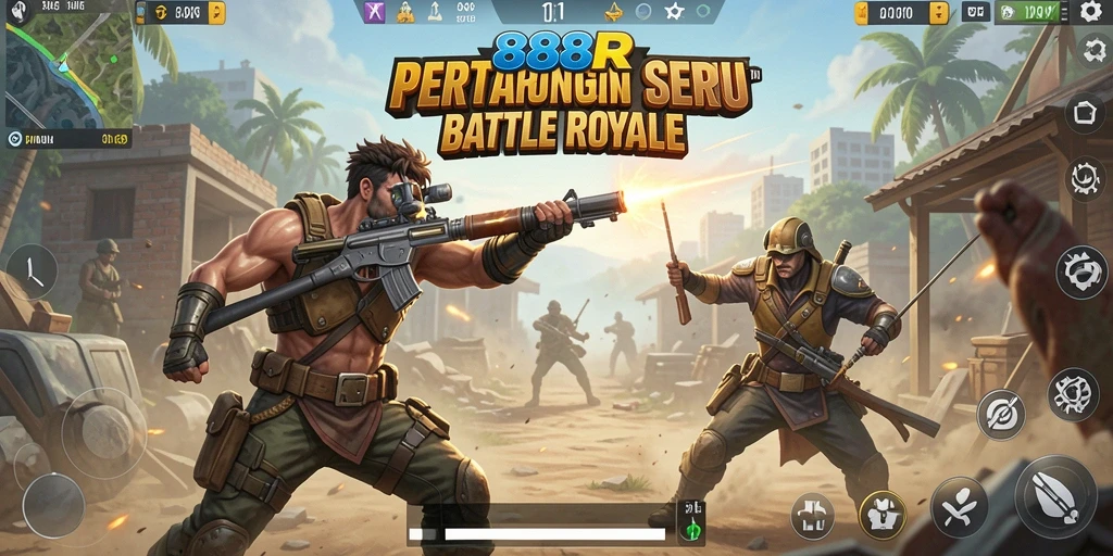 Gameplay seru 888R di arena Battle Royale.