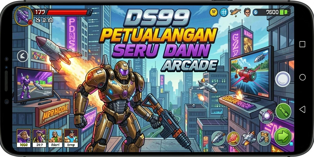Gameplay DS99 menampilkan petualangan seru dalam dunia arcade yang penuh warna.