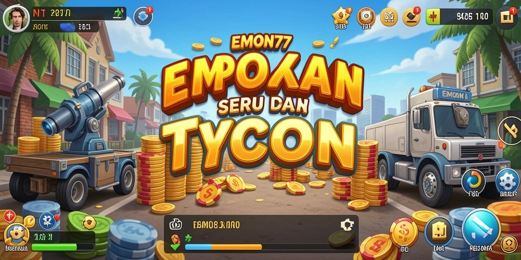 Screenshot gameplay EMON77 yang menunjukkan keseruan membangun bisnis Tycoon.