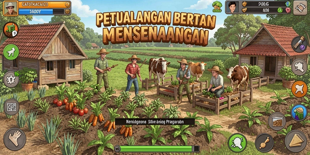 Tampilan menarik dari gameplay GATOTKACA123 yang penuh tantangan bertani.