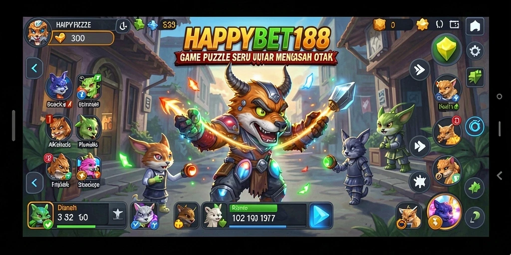 Screenshot utama dari HAPPYBET188 menampilkan gameplay Puzzle yang menantang.