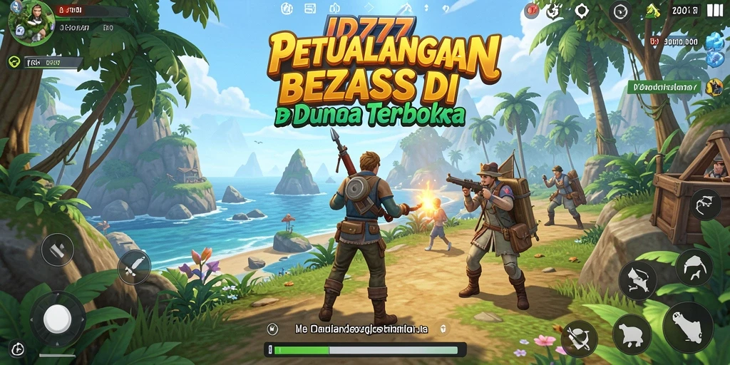 Tangkapan layar gameplay ID777 yang menunjukkan eksplorasi dunia terbuka yang luas.