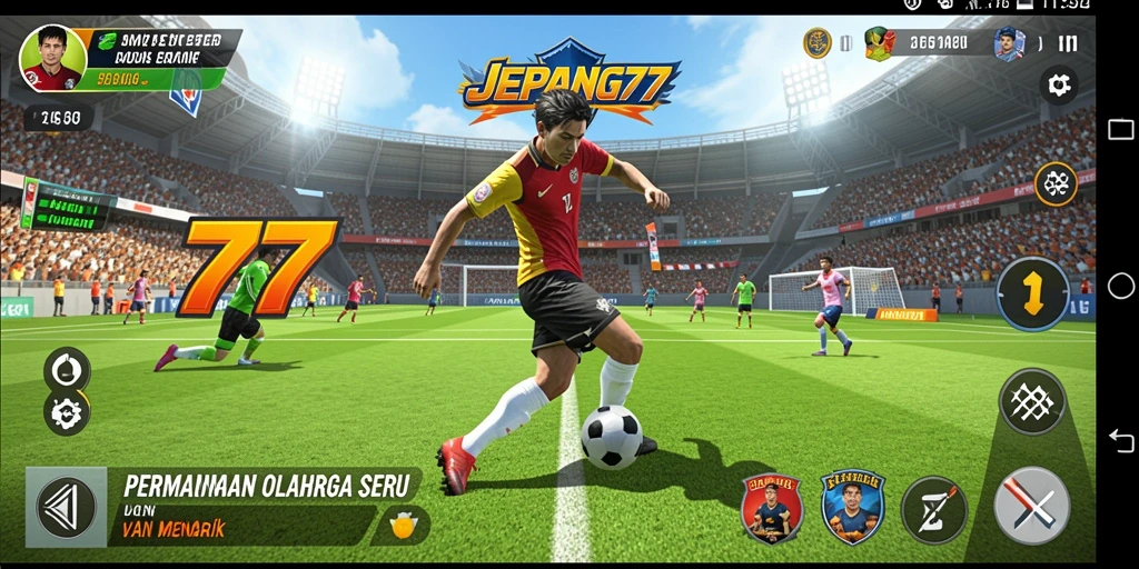 Tampilan gameplay seru dalam JEPANG77 yang penuh aksi olahraga.