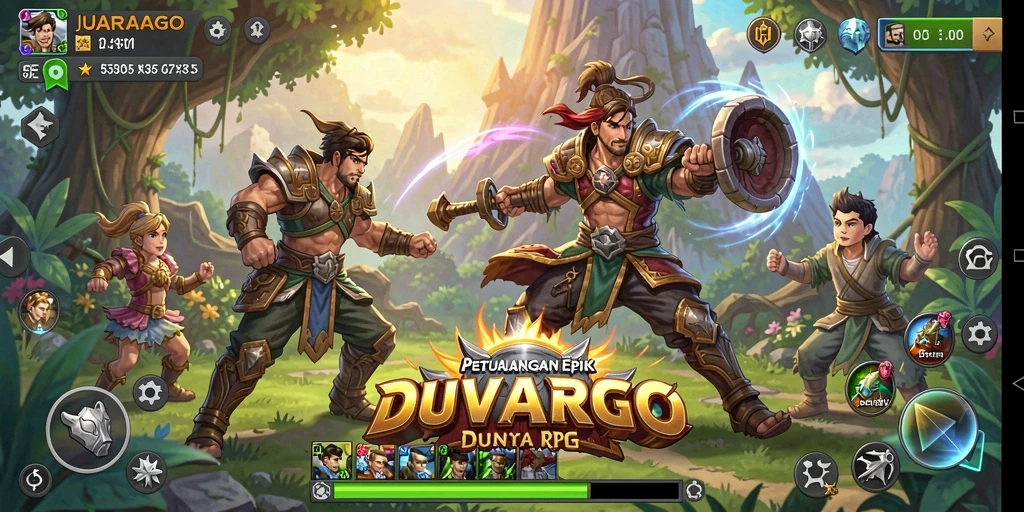 Screenshot utama JUARAGO menampilkan aksi pertarungan yang mendebarkan.