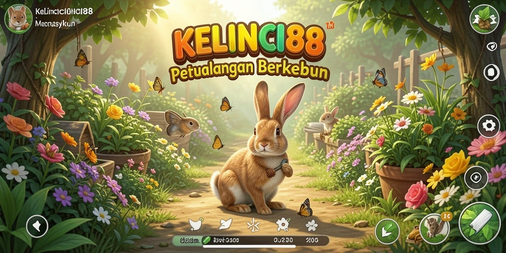 Gameplay seru KELINCI88 yang menampilkan aktivitas berkebun.