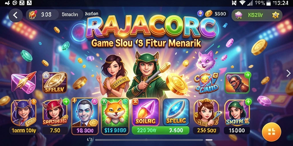 Tampilan menarik dari gameplay RAJACORC yang penuh warna.