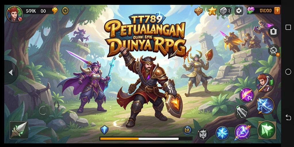 Tangkapan layar utama TT789 menampilkan momen epic dalam pertarungan RPG.