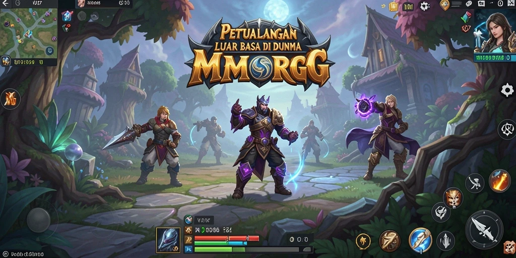 Gameplay V07 menampilkan petualangan epik dalam dunia MMORPG yang luas.